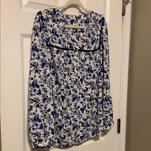 Talbots Blue and White Floral Blouse